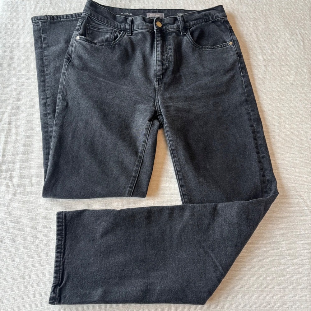 DL1961 Patti Straight High Rise Vintage Jeans Nightshade Faded Black Grey 29 31